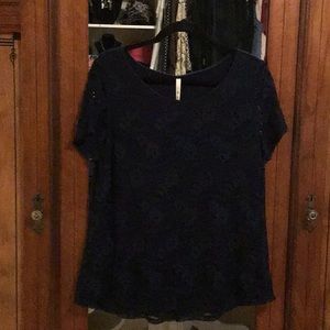 NWT, Leo &Nicole navy lace blouse
